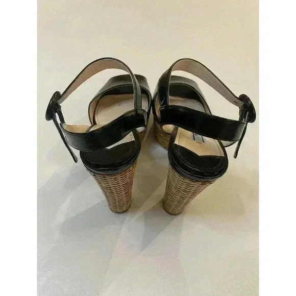 Prada Platform Sandals Wicker Black Patent Leather High Heels Pumps EU 40 US 10 - Picture 16 of 16